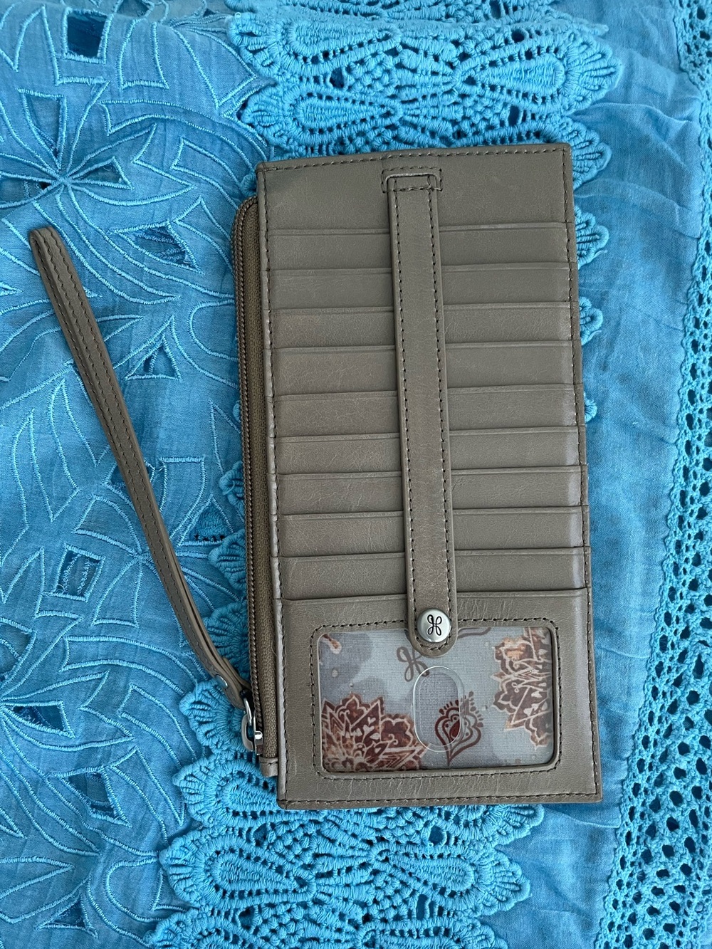 Natural genuine leather HOBO card holder, wallet wristlet New 🆕 Dove Beige color